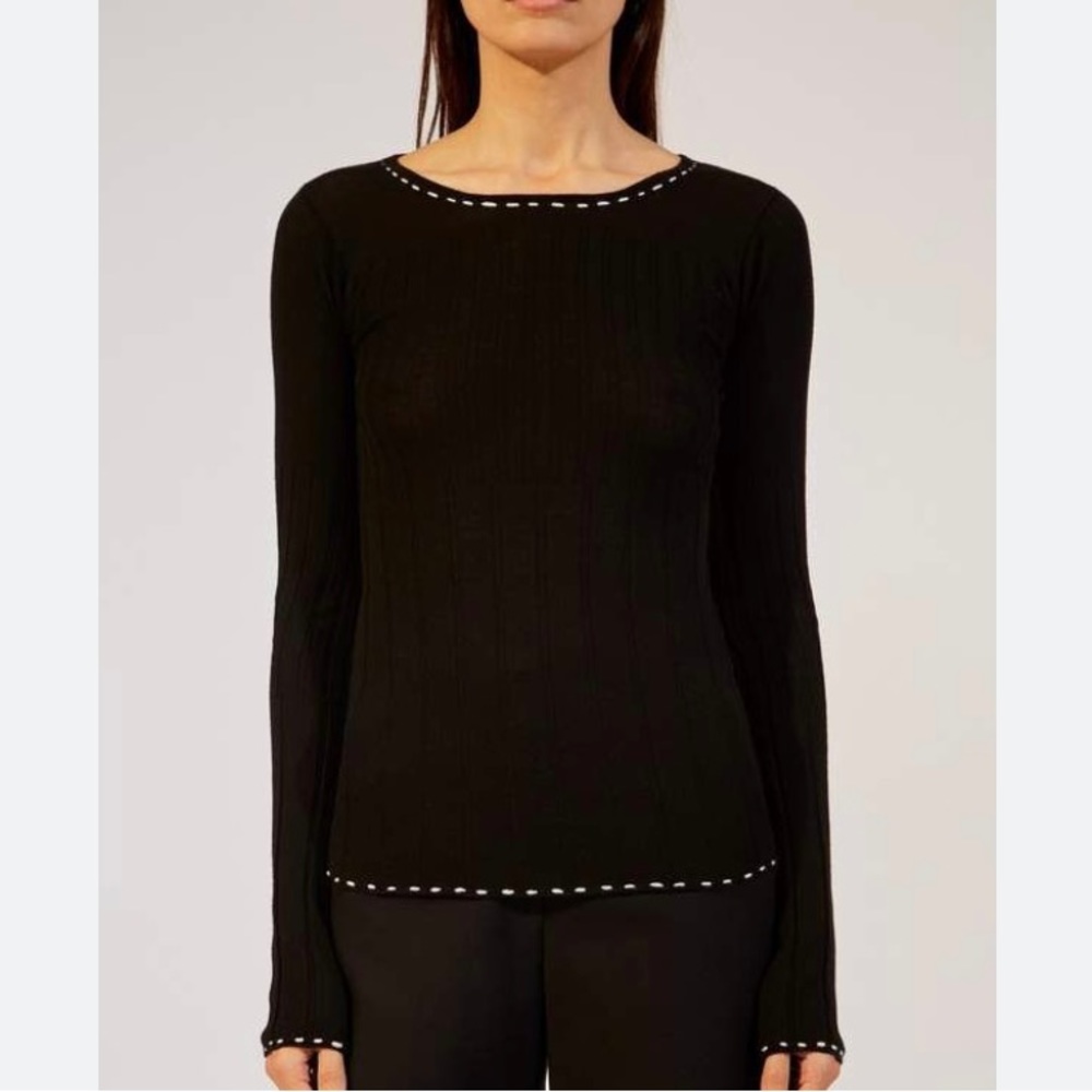 KHAITE The Carlton Sweater Black Scoop Neck Long Sleeve Medium
